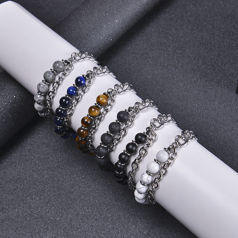 Nimara Ritual Tiger Eye Picasso Jasper Frosted Stone Strength Bracelet