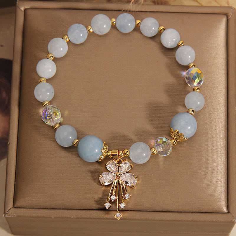 Nimara Ritual Aquamarine Pink Crystal Healing Zircon Butterfly Charm Bracelet