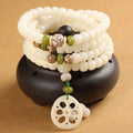 Nimara Ritual White Bodhi Seed Mala 108 Beads Luck Bracelet