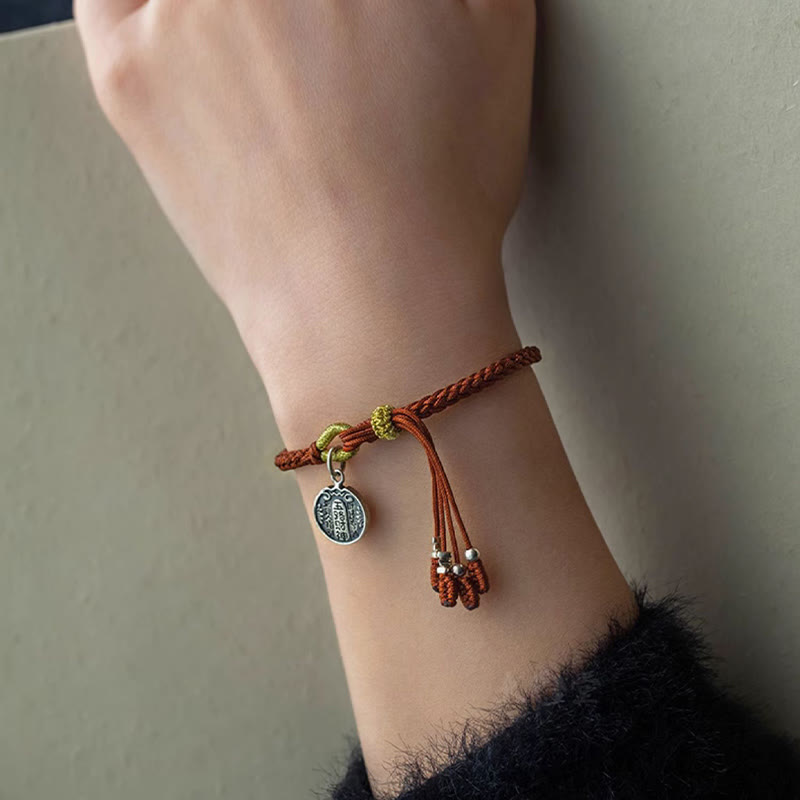 Nimara Ritual Handmade 925 Sterling Silver Five Directions Gods of Wealth Luck Protection String Braid Bracelet