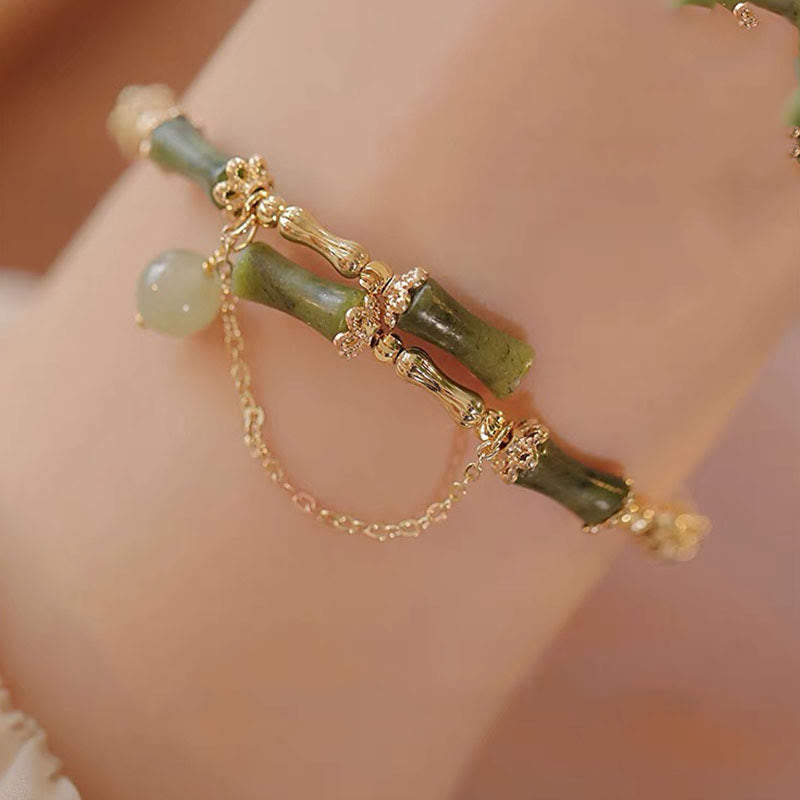 Nimara Ritual Bamboo Jade Pattern Luck Bracelet Bangle