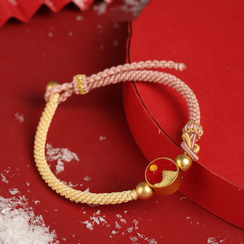 Nimara Ritual Handmade Mountain and Sea Engraved Luck Two-Color String Couple Bracelet