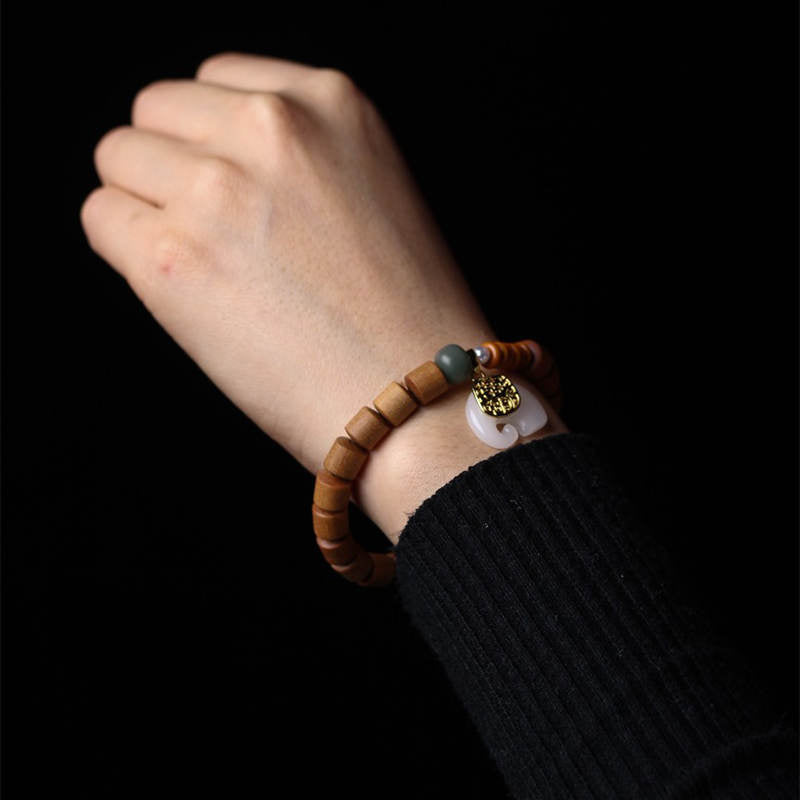 Nimara Ritual Sandalwood Jade Elephant Protection Bracelet