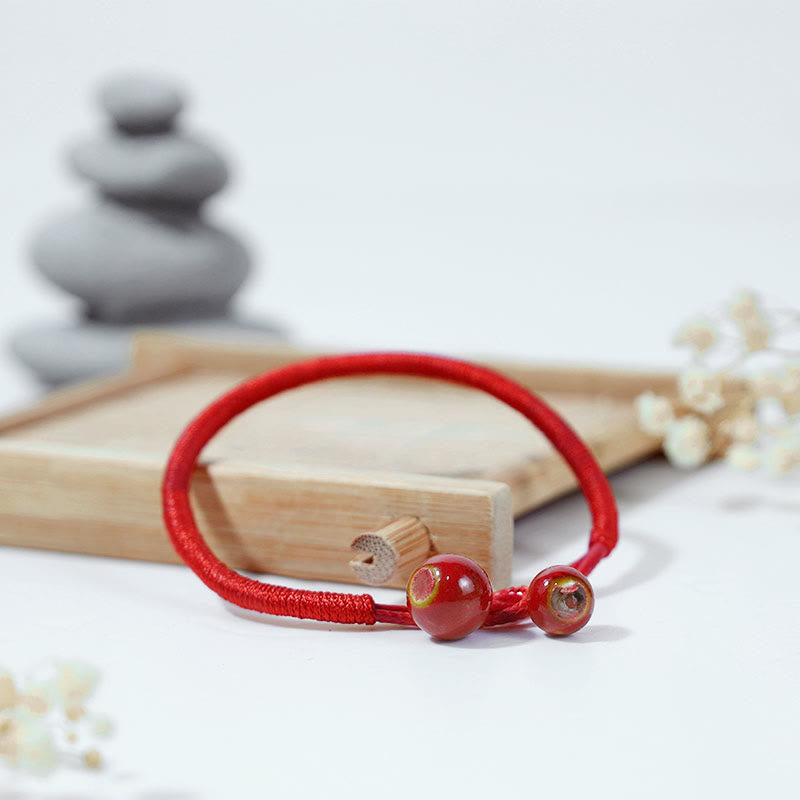 Nimara Ritual FengShui Lucky Red String Ceramic Bracelet