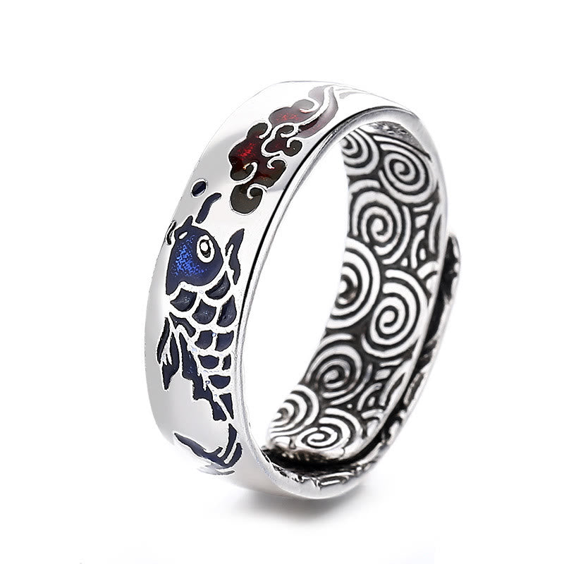 Nimara Ritual Koi Fish Auspicious Cloud Design Luck Wealth Ring
