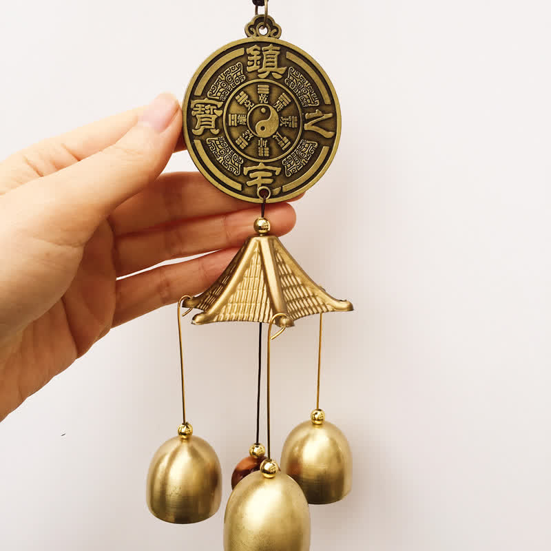 Nimara Ritual Blessing Letter Elephant Bagua Auspicious Coin Wall Hanging Chime Bell Handmade Home Decoration