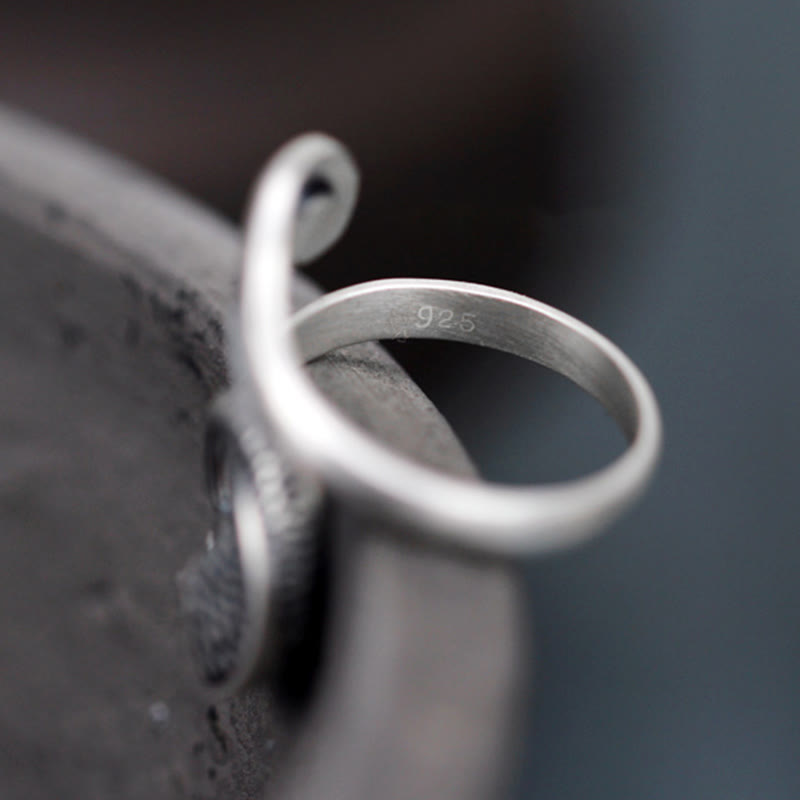 Nimara Ritual 925 Sterling Silver Koi Fish Water Ripple Luck Wealth Ring