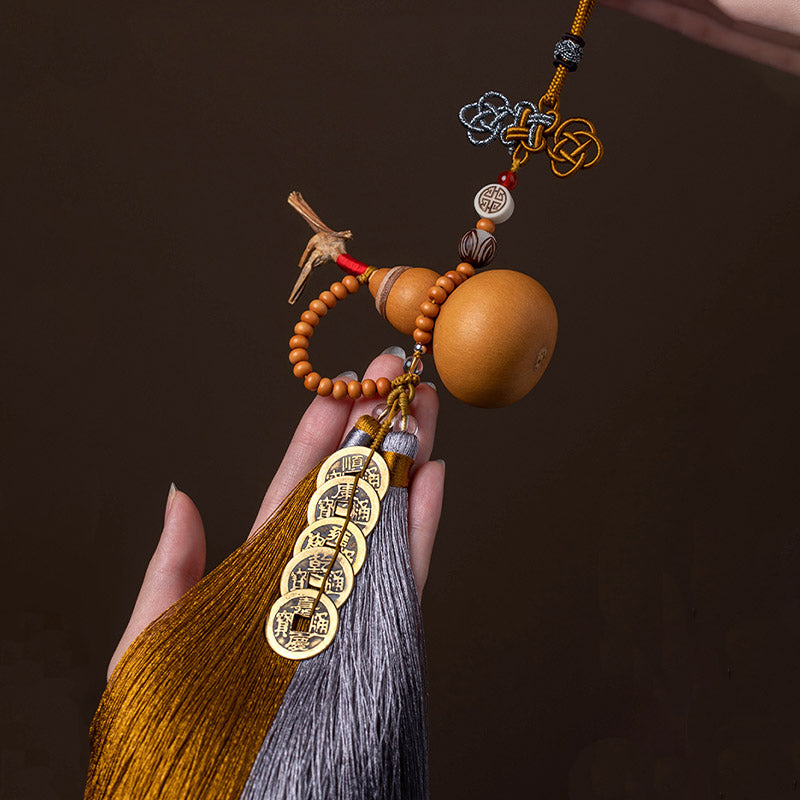 Nimara Ritual Feng Shui Coins Gourd Chinese Knot Lucky Coins Five Emperor Money Wealth Tassels Decoration