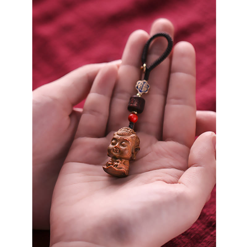 Nimara Ritual Chinese Zodiac Natal Buddha Green Sandalwood Om Mani Padme Hum Peace Key Chain