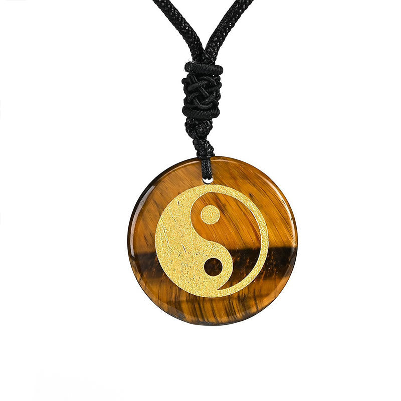 Nimara Ritual Various Crystal Amethyst Tiger Eye Green Aventurine Yin Yang Spiritual Necklace Pendant