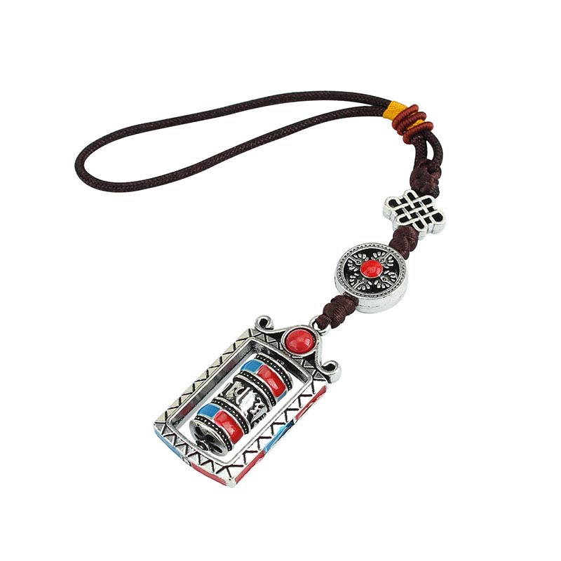 Nimara Ritual Six True Words Prayer Wheel Rotation Knot Blessing Keychain Decoration