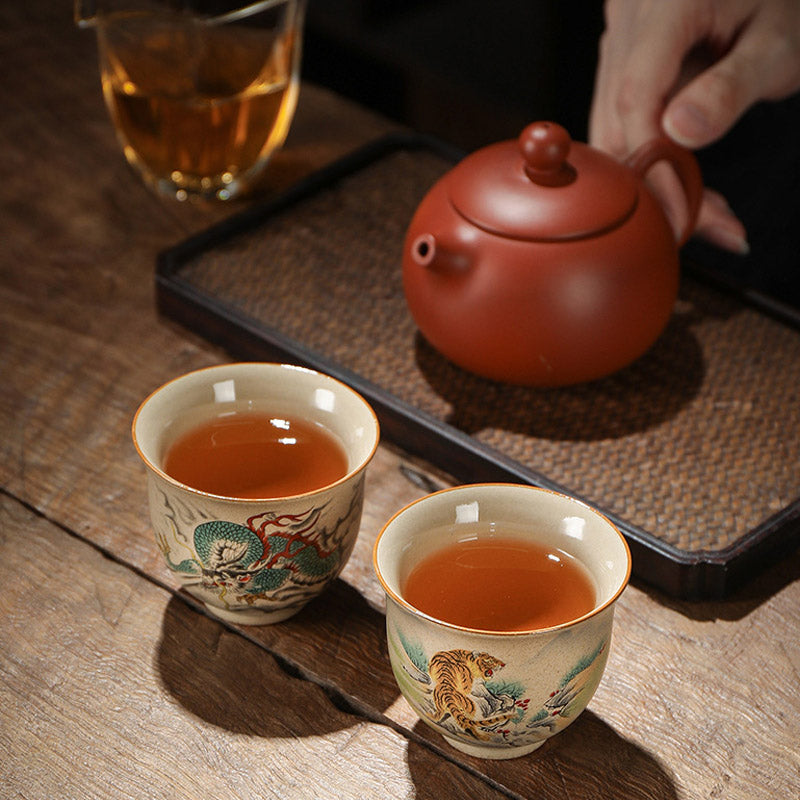 Nimara Ritual 12 Chinese Zodiac Ceramic Teacup Kung Fu Tea Cup 130ml