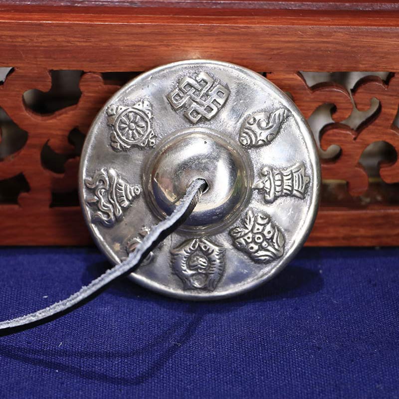 Nimara Ritual Tibetan Tingsha Bell Six True Words White Copper Healing Decoration