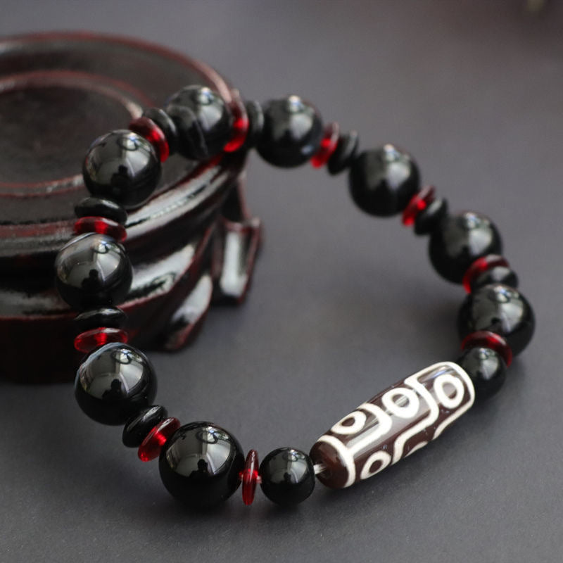 Nimara Ritual Black Onyx Nine-Eye Dzi Bead Wealth Protection Bracelet