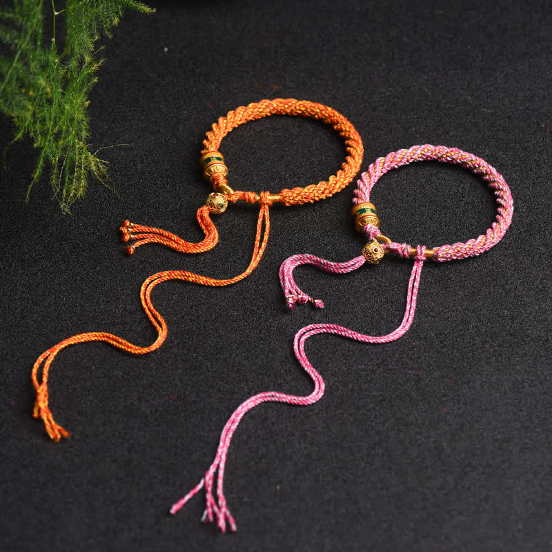 Nimara Ritual Tibetan Handmade Luck Prayer Wheel Bead Charm Weave Colorful String Bracelet