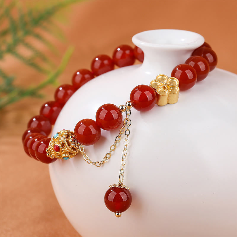 Nimara Ritual Natural Red Agate White Agate Peach Blossom Self-acceptance Bracelet