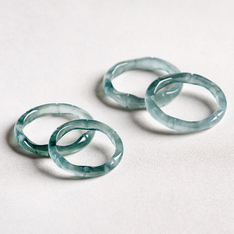 Nimara Ritual Natural Jade Bamboo Prosperity Abundance Ring