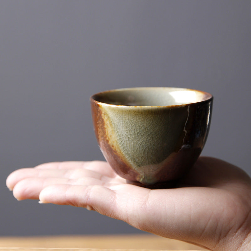 Nimara Ritual Vintage Brown Beige Kiln Change Ceramic Teacup Kung Fu Tea Cup Bowl