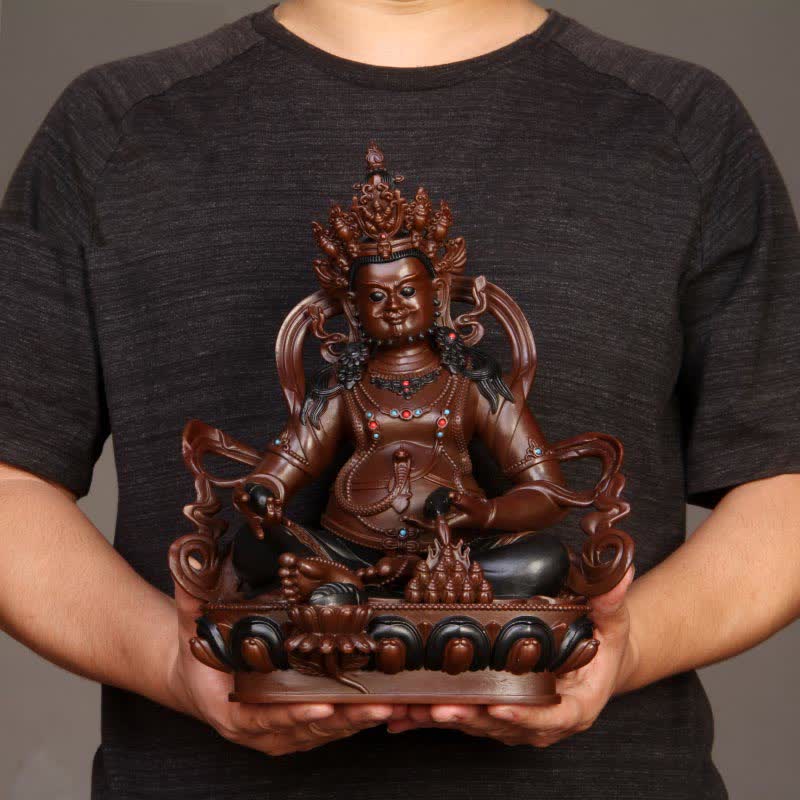 Nimara Ritual Yellow Jambhala Bodhisattva Figurine Compassion Copper Statue Home Office Decoration