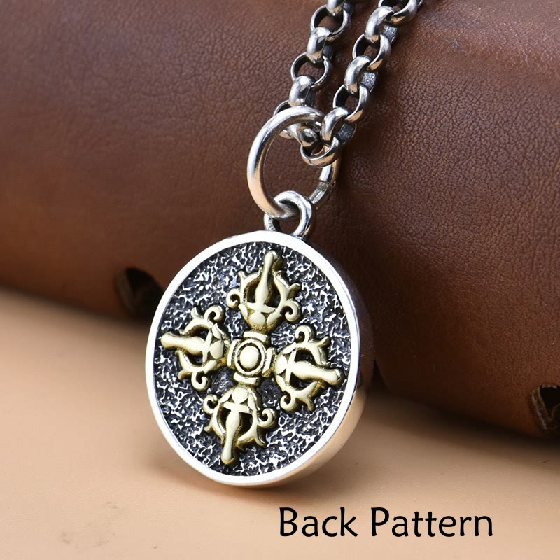 Nimara Ritual 925 Sterling Silver Zakiram Goddess of Wealth Dorje Vajra Spiritual Necklace Pendant