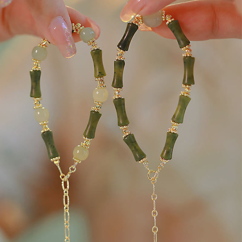 Nimara Ritual Glass Bead Bamboo Luck Strength Chain Bracelet