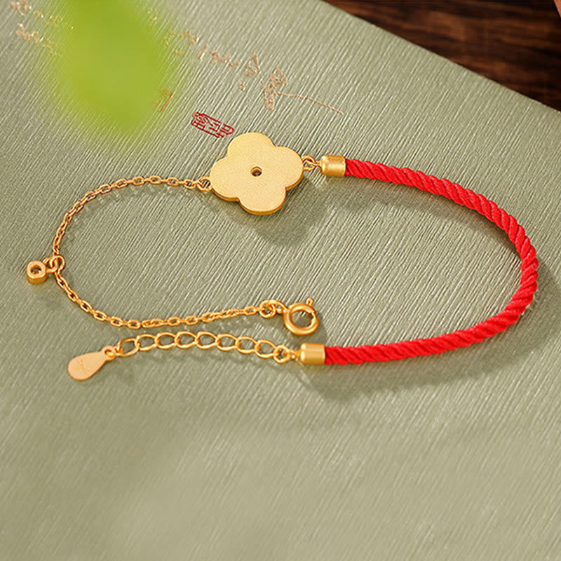 Nimara Ritual 925 Sterling Silver Plated Gold Four Leaf Clover Zircon Luck Bracelet
