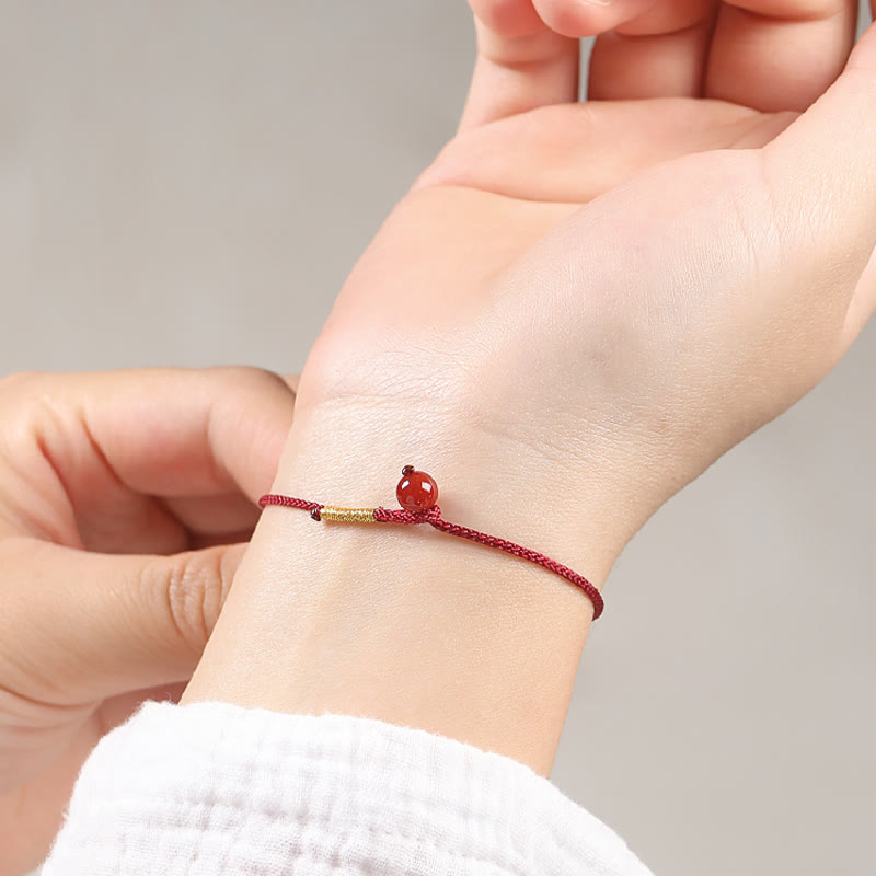 Nimara Ritual Natural Cinnabar Red Agate Blessing Red String Bracelet