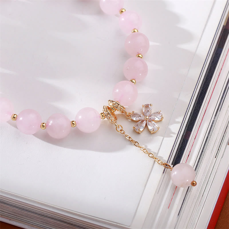 Nimara Ritual Natural Pink Crystal Plum Blossom Love Bracelet