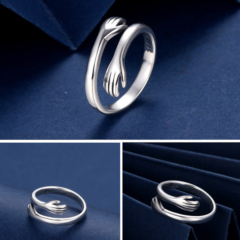 Nimara Ritual 925 Sterling Silver Love Hug Thumb Ring