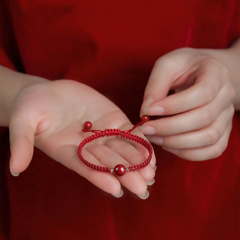 Nimara Ritual Lucky Cinnabar Bead Blessing Red String Bracelet