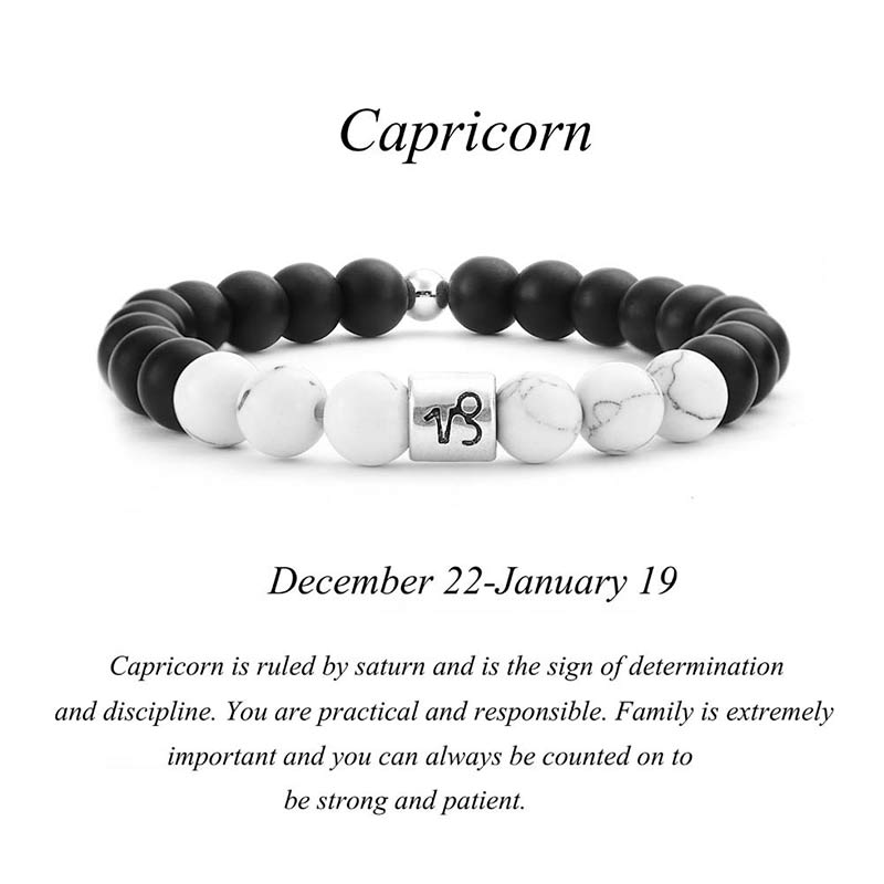 Nimara Ritual 12 Constellations of the Zodiac Natural Frosted Stone White Turquoise Bead Fortune Bracelet