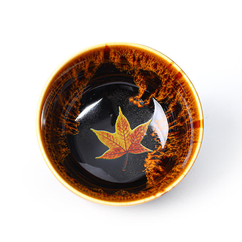 Nimara Ritual Maple Leaf Colorful Ceramic Teacup Home Tea Cups