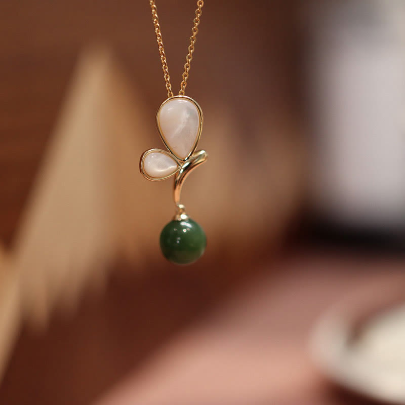 Nimara Ritual Natural Butterfly Tridacna Stone Cyan Jade Copper Plated Gold Calm Necklace Pendant Ring Earrings Set