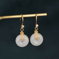 Nimara Ritual White Jade Double Happiness Fortune Earrings