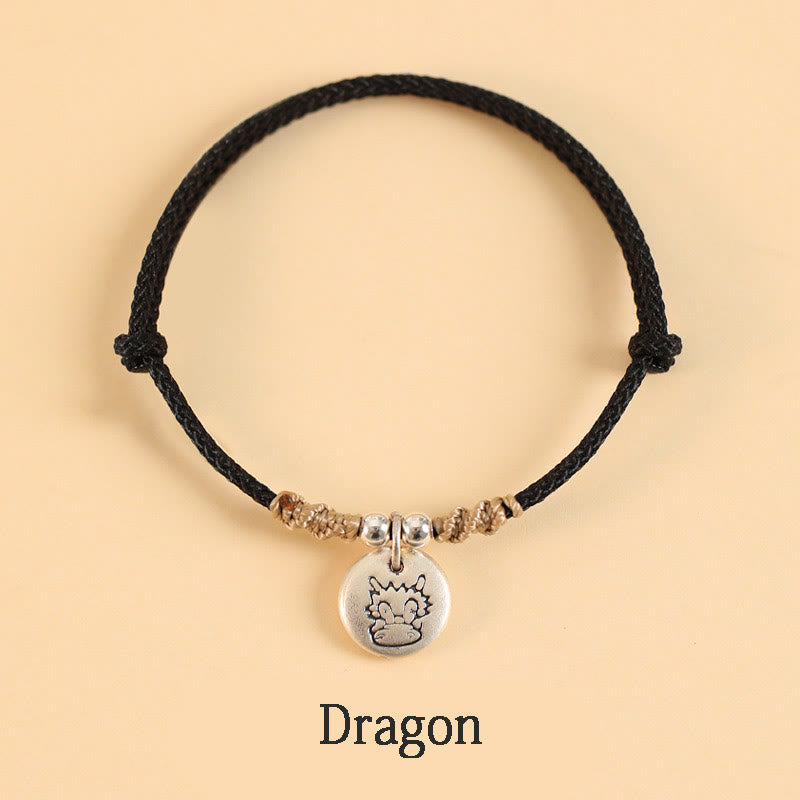 Nimara Ritual Handmade 999 Sterling Silver Year of the Dragon Cute Chinese Zodiac Luck Braided Bracelet