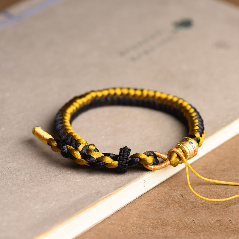 Nimara Ritual Handmade Tibetan Black Gold Dragon Scale Rope Om Mani Padme Hum Purity Bracelet