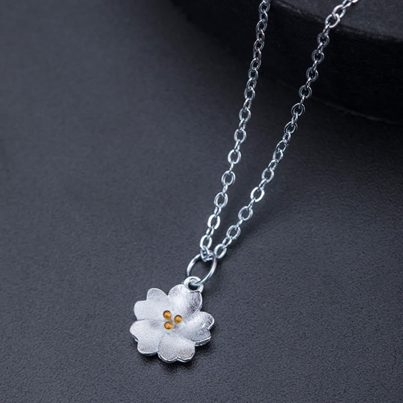 Nimara Ritual 925 Sterling Silver Cherry Blossom Flower Blessing Necklace Pendant