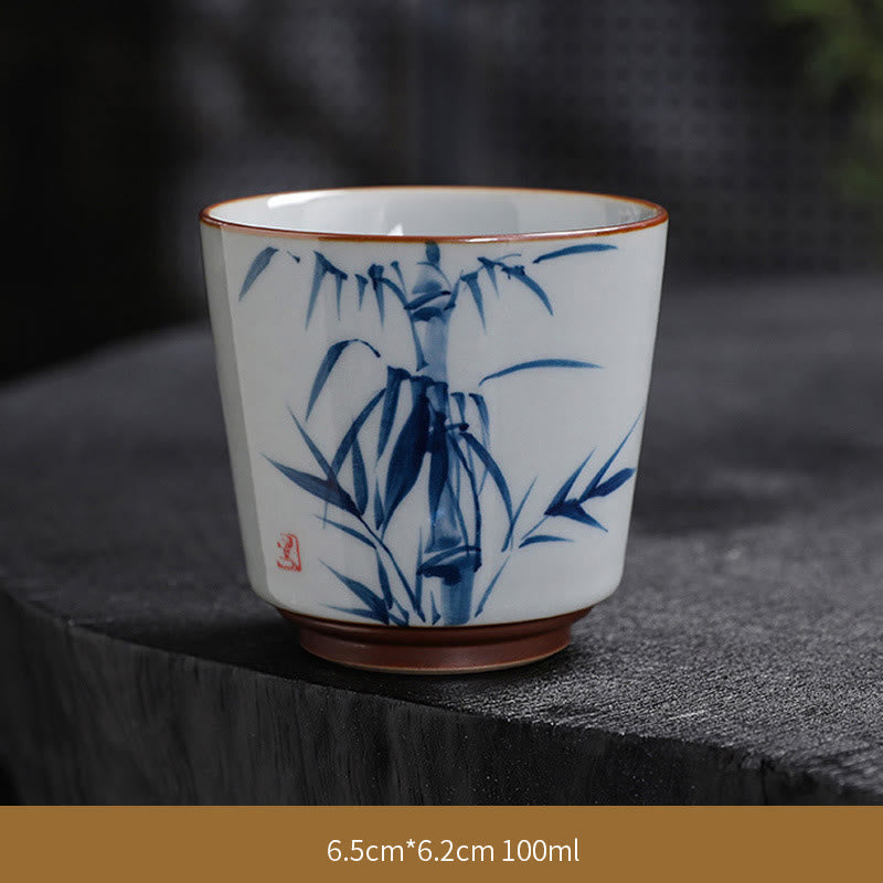 Nimara Ritual Lotus Flower Leaf Bamboo Ceramic Teacup Kung Fu Tea Cups