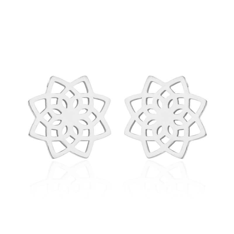 Nimara Ritual Tibetan Lotus Pattern New Beginning Stud Earrings