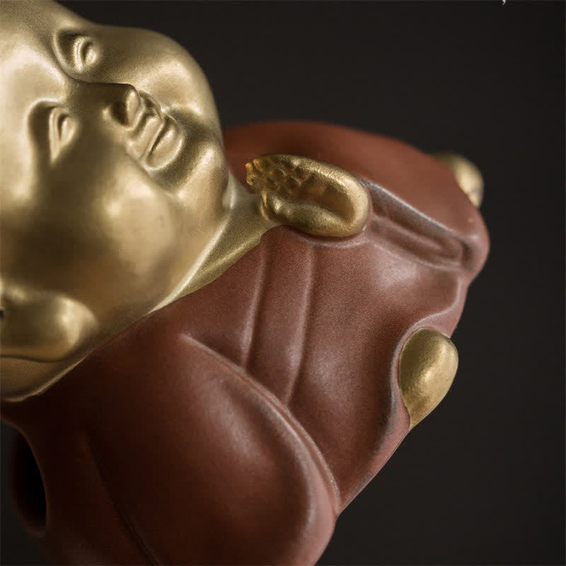 Nimara Ritual Little Buddha Laughing Buddha Ceramic Healing Incense Burner