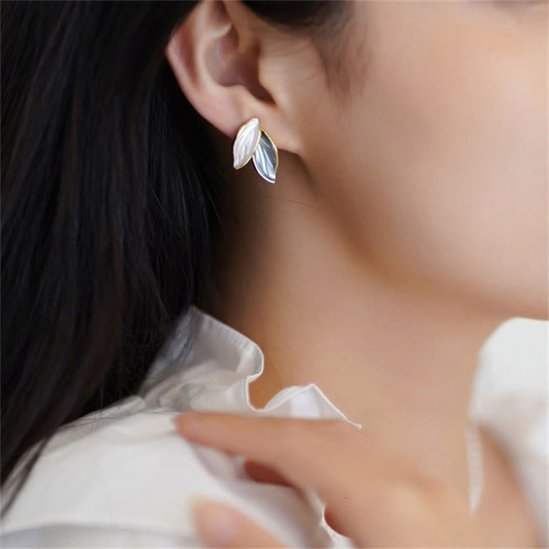 Nimara Ritual Leaf Design Luck Stud Earrings
