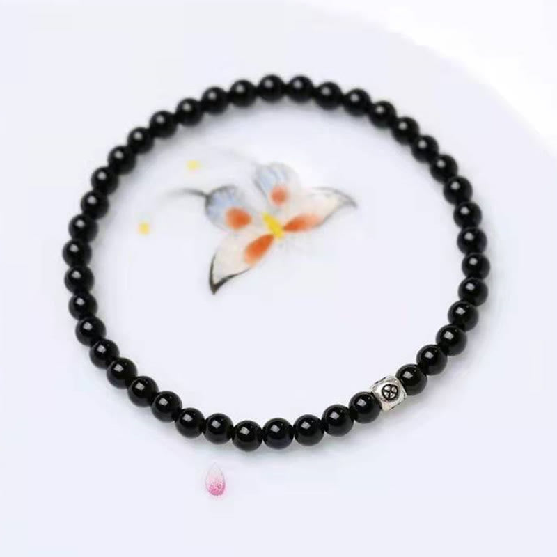 Nimara Ritual Natural Black Obsidian Smoky Quartz Purification Strength Bracelet