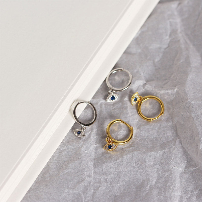 Nimara Ritual 925 Sterling Silver Evil Eye Blessing Protection Stud Earrings