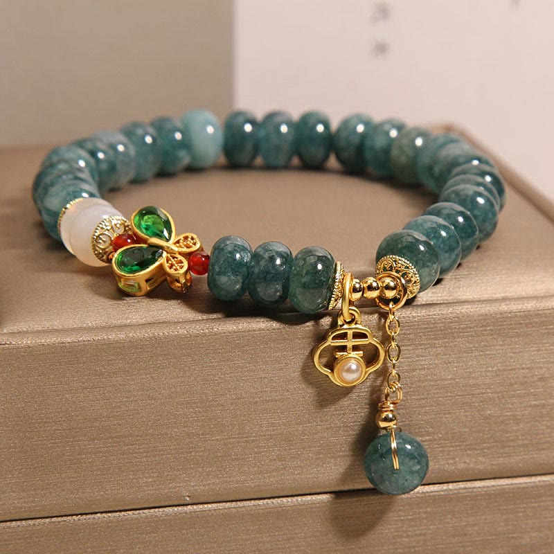Nimara Ritual Jade White Agate Butterfly Abacus Beads Abundance Bracelet