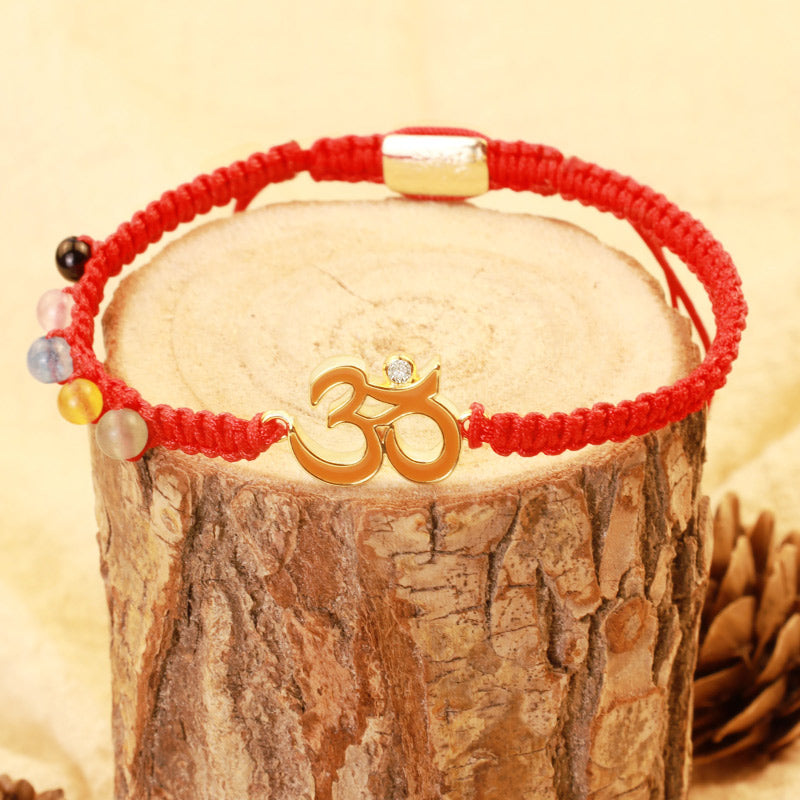 Nimara Ritual Tibetan Handmade OM Mindfulness Red String Bracelet