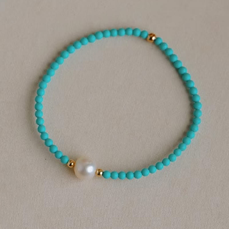 Nimara Ritual Turquoise Red Agate Pearl Small Beaded Protection Bracelet