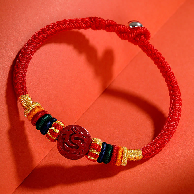 Nimara Ritual Year of the Dragon 925 Sterling Silver Chinese Zodiac Cinnabar Auspicious Matches Blessing Bracelet