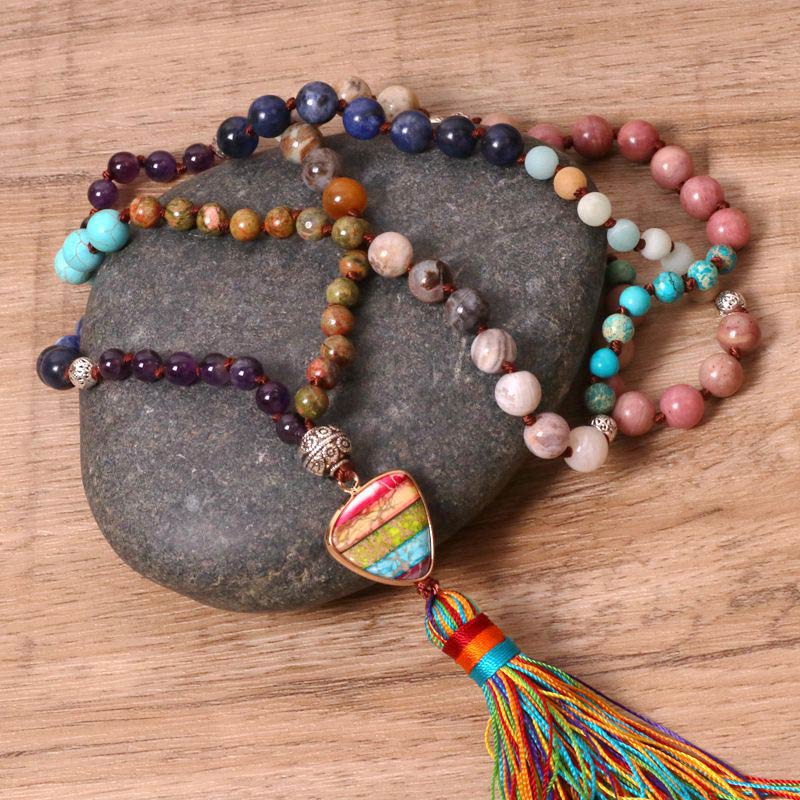 Nimara Ritual Tibetan Turquoise Lazurite Zebra Jasper Balance Necklace