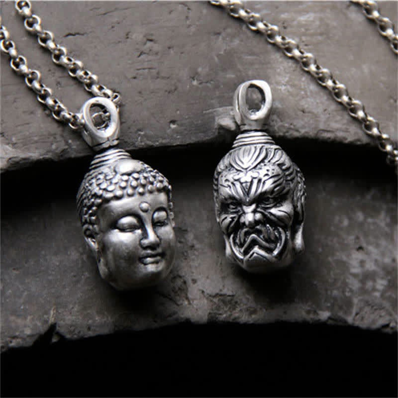 Nimara Ritual 999 Sterling Silver Buddha Demon Serenity Necklace Pendant