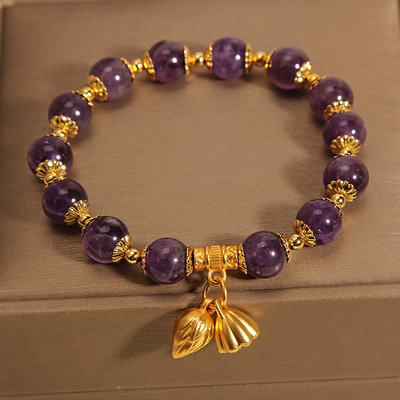Nimara Ritual Natural Amethyst Lotus Healing Spiritual Bracelet